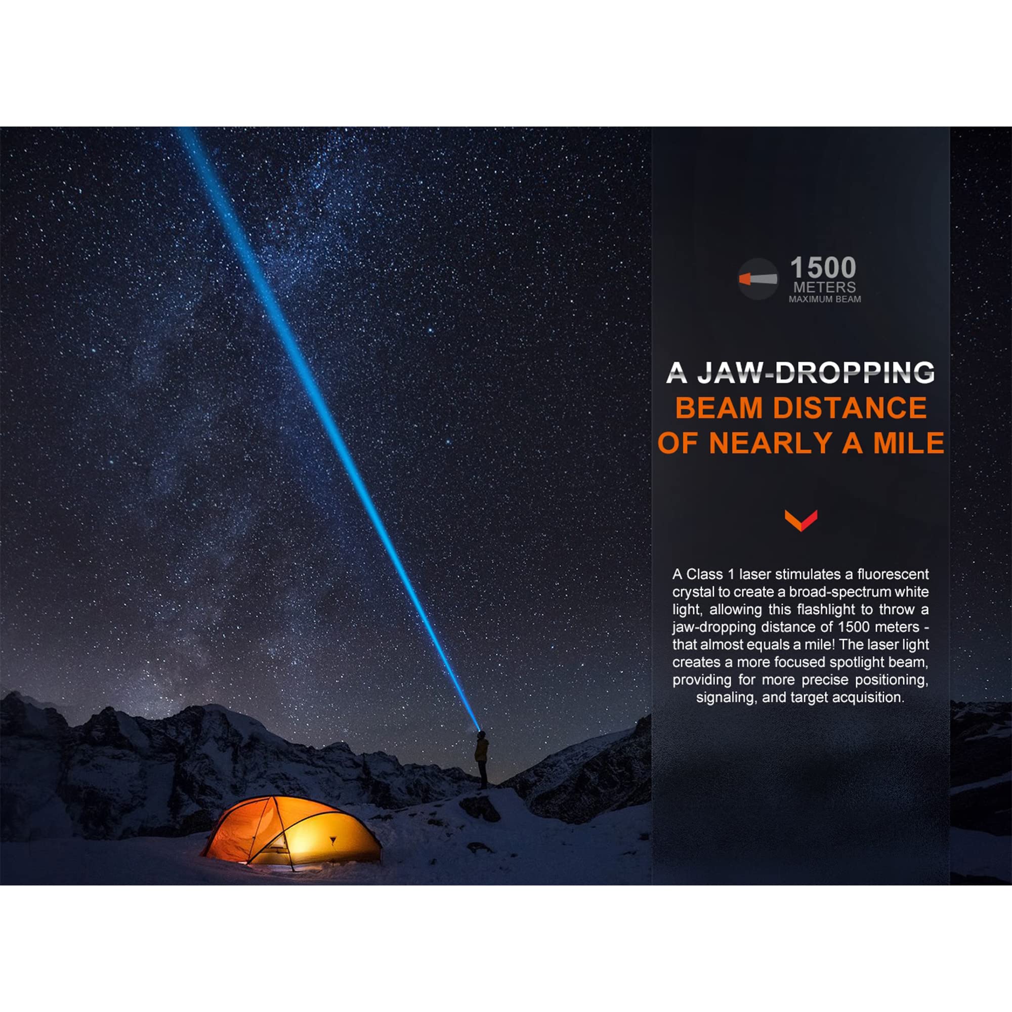 Fenix HT30R LEP Flashlight - 1640 Yards Ultra Long Throw, USB-C Rechargeable Tactical Flashlight with LumenTac Organizer | Perfect for Hunting, Camping, Emergency & Outdoor Adventures