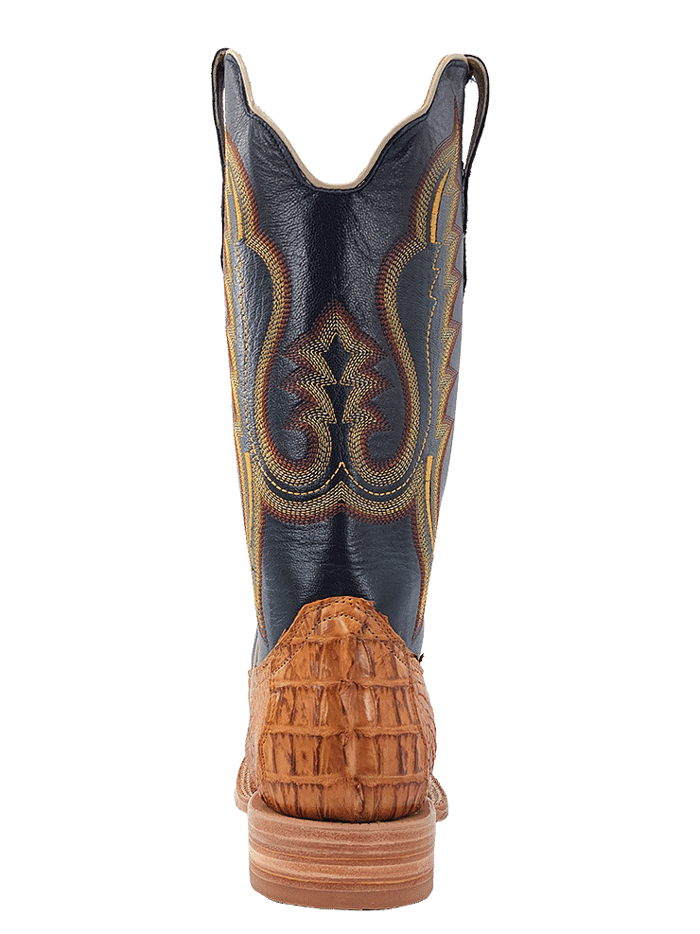 R.Watson RW3010 Men's Western Boots - Genuine Hornback Caiman Tail Leather, Saddle Tan Color - Perfect for Rodeo, Country Dancing & Cowboy Fashion
