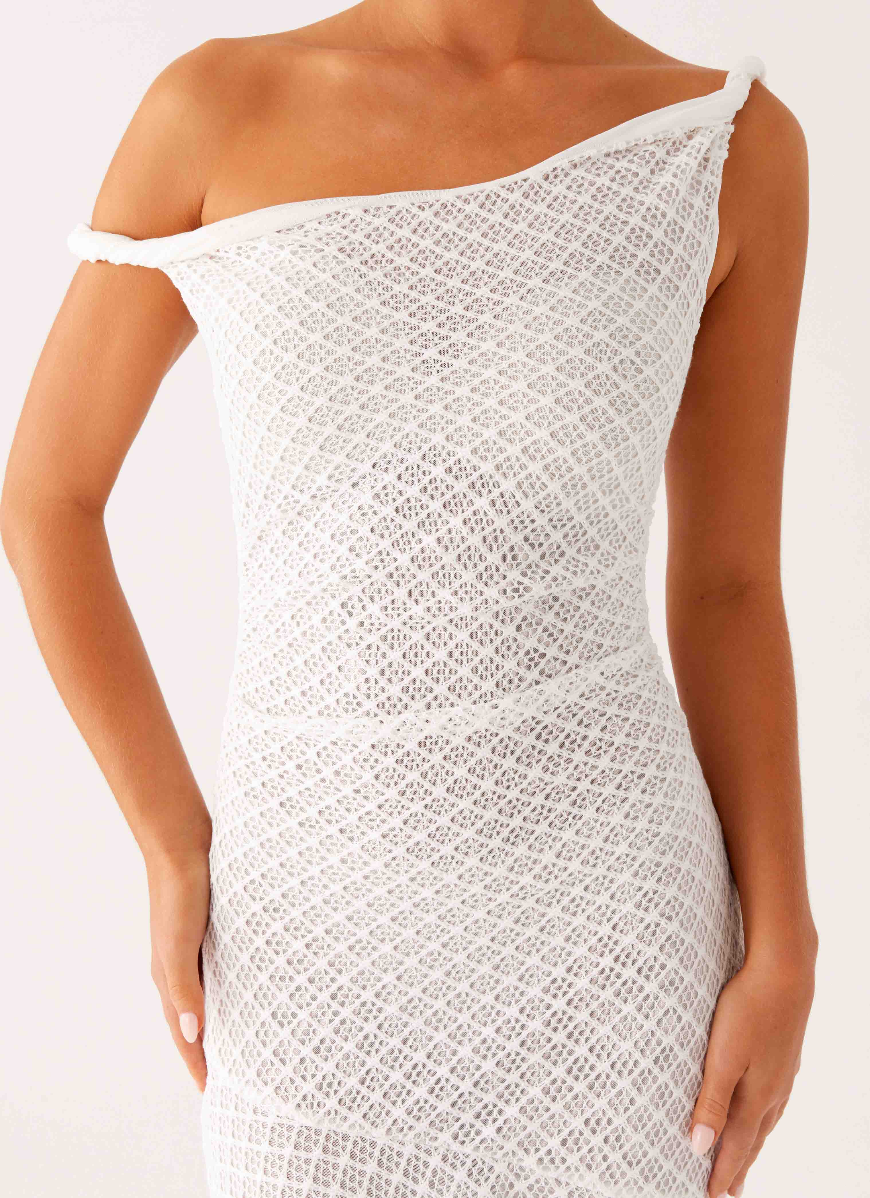 Huntah Women's Midi Dress in Ivory - Elegant Casual & Party Wear for Spring Summer Occasions
