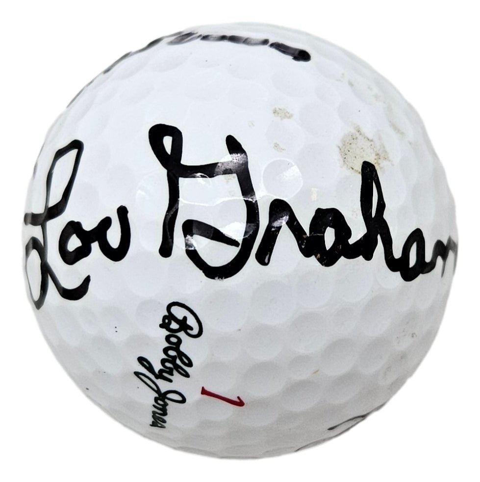 Authentic Jack Nicklaus, Tom Watson & Lou Graham Signed Bobby Jones Golf Ball with BAS LOA - Perfect for Golf Memorabilia Collectors & Sports Fans Display
