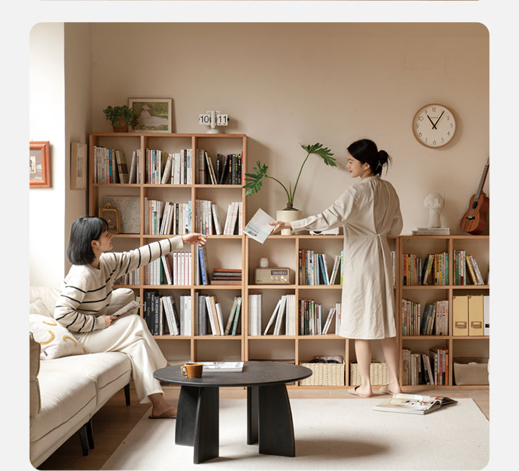 Solid Wood Bookshelf - Beech & Oak Bookcase with Free Combination - Perfect for Home Office, Living Room, and Library Storage