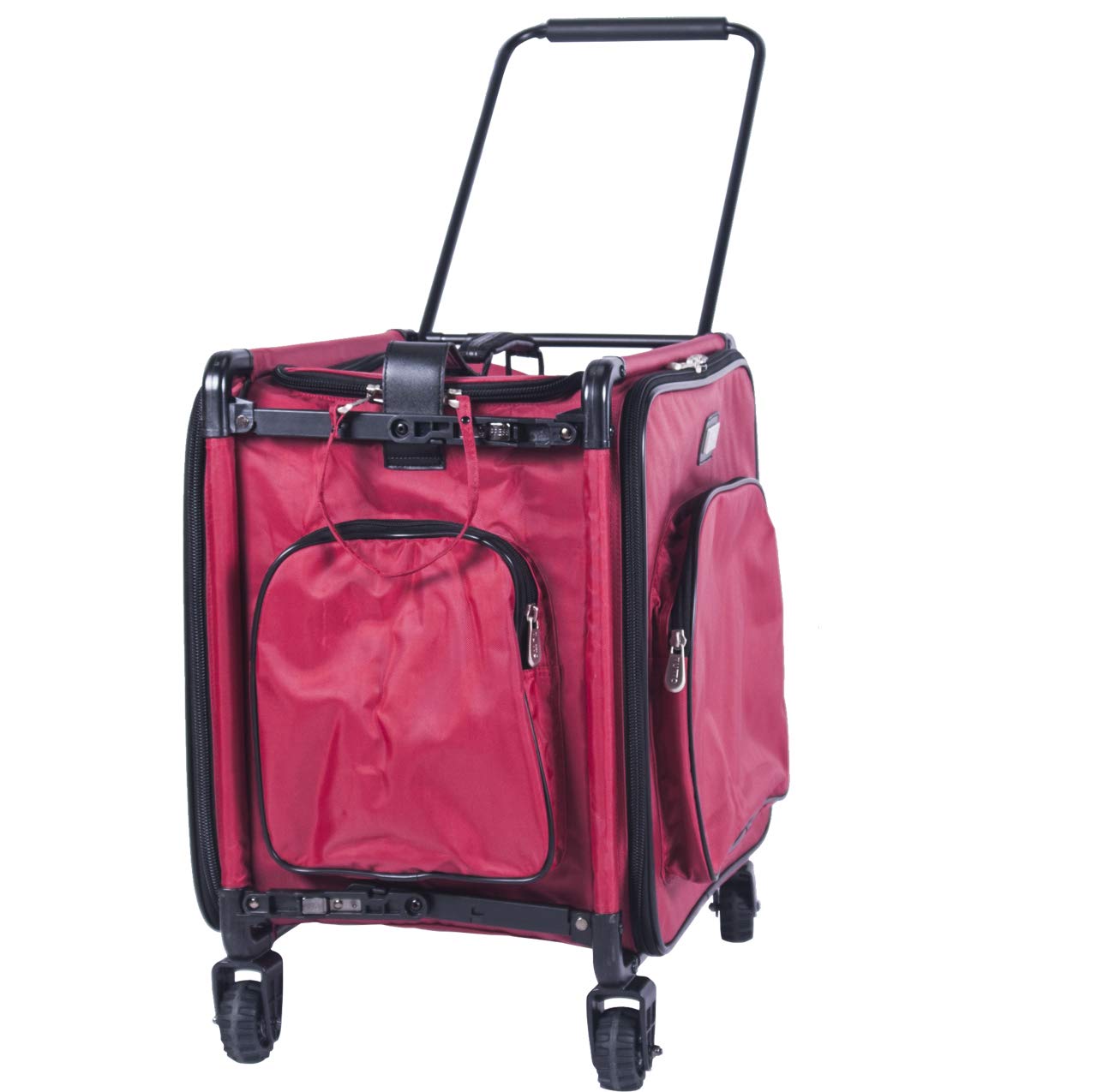 Tutto Serger Tote on Wheels - 17 Inch Rolling Sewing Machine Bag in Cherry Red | Perfect for Quilting, Craft Fairs & Sewing Classes