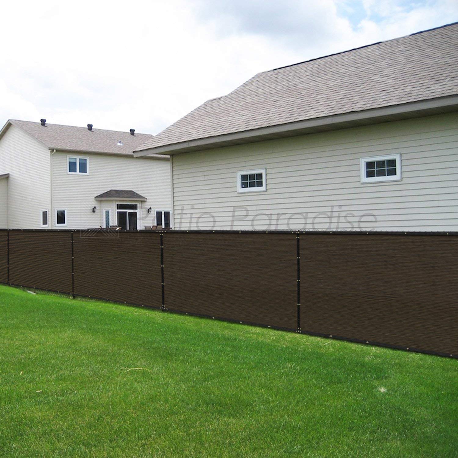 7'x221' Brown Privacy Screen Fence - UV Block Mesh Shade Net with Brass Grommets for Garden & Backyard