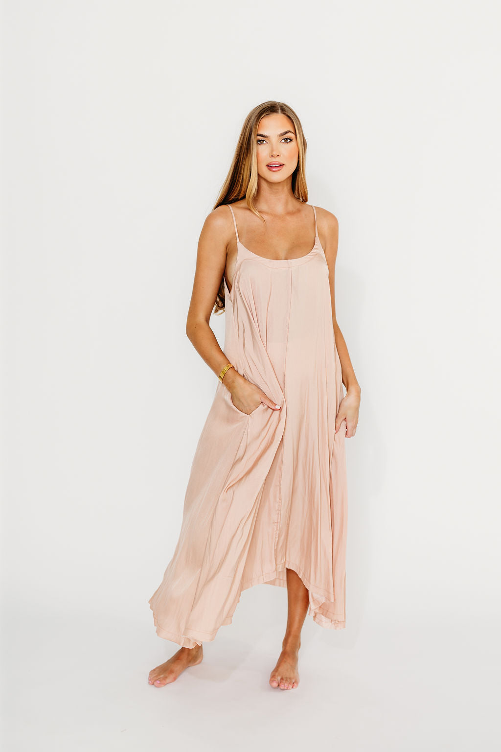 Ensley Satin Maxi Dress - Elegant Pink Clay Long Dress for Women, Perfect for Weddings, Parties & Special Occasions