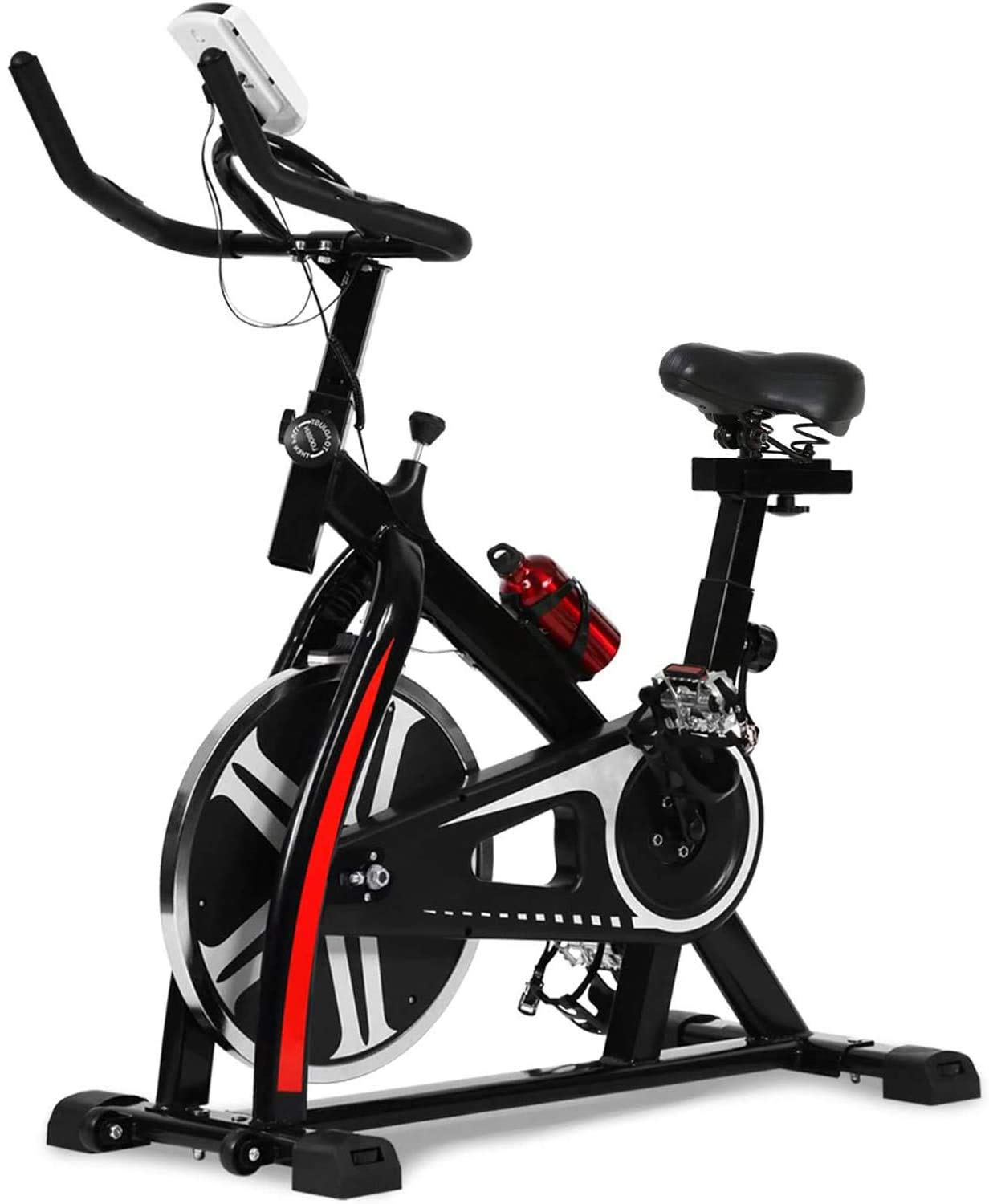 Premium Indoor Cycling Bike - Stationary Exercise Bike for Home Workouts with LCD Display (Heart Rate, Speed, Distance, Time, Calories) | Cardio Training Equipment for Spin Classes & Home Fitness | Black