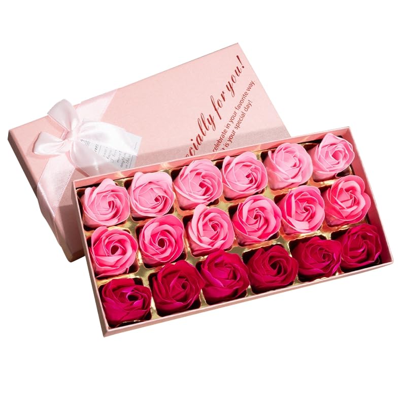 Valentine's Day Gift - Handmade Rose Soap Flower Basket with Fragrant Petals, Luxury Bath Soap Set in Elegant Box for Anniversary, Birthday, Mother's Day | Romantic Gift Idea for Her, Spa & Self-Care Relaxation
