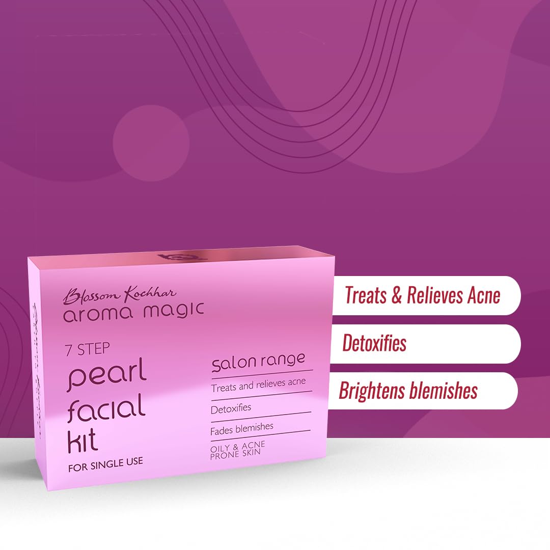 **Aroma Magic 7-Step Single Use Facial Kit Combo – Pearl (Oily & Acne-Prone Skin) & Gold (All Skin Types) | 2-Pack | Deep Cleansing & Glowing Skin for Spa & Home Care**