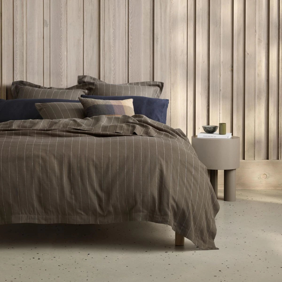 Sheridan Abbotson Linen Khaki Stripe Tailored Pillowcase Pair - Premium Soft Bedding for Luxury Bedroom Decor & Guest Room Essentials