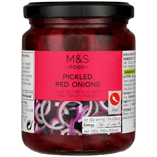 Marks & Spencer Pickled Red Onions 170g - Tangy & Crunchy Gourmet Condiment for Burgers, Salads & Sandwiches
