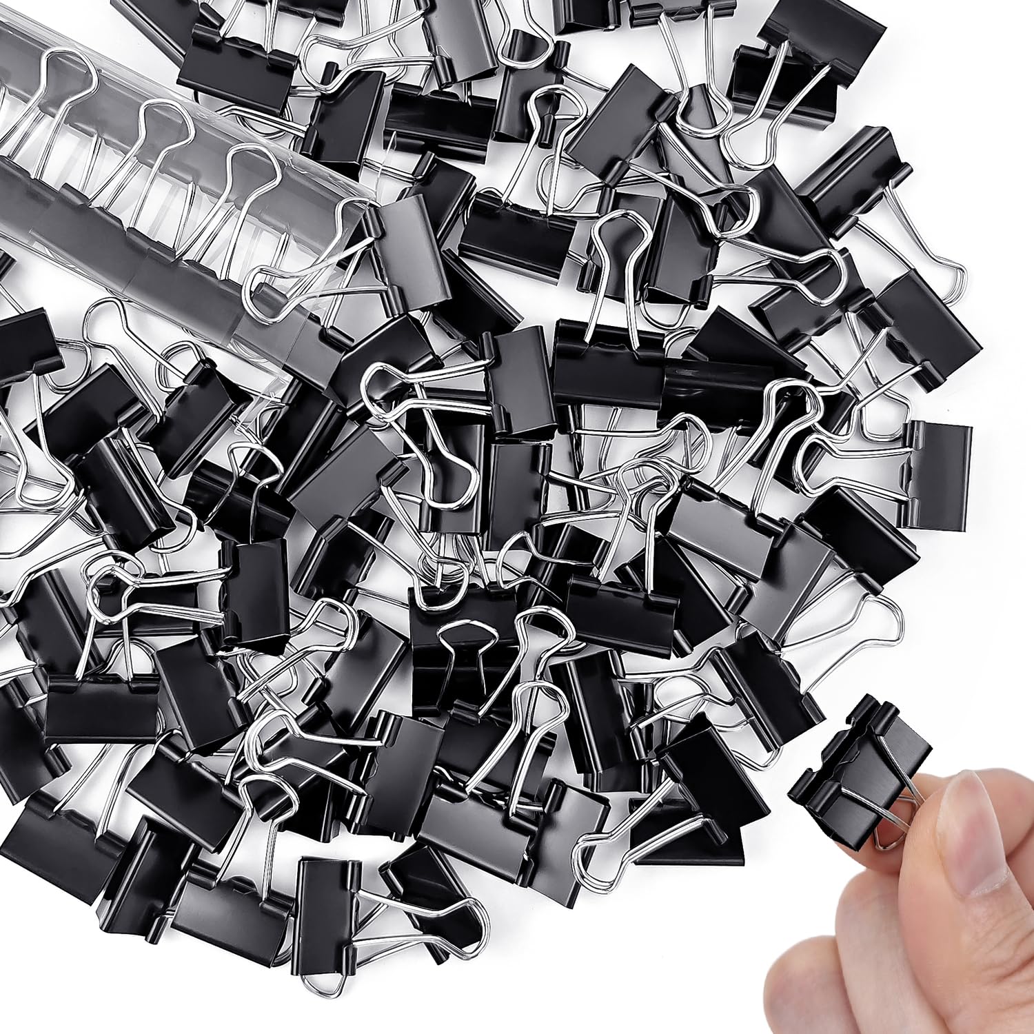124-Pack Small Black Binder Clips 0.75 Inch - Mini Paper Clips for Office Documents, School Projects, Crafting & Organizing Papers