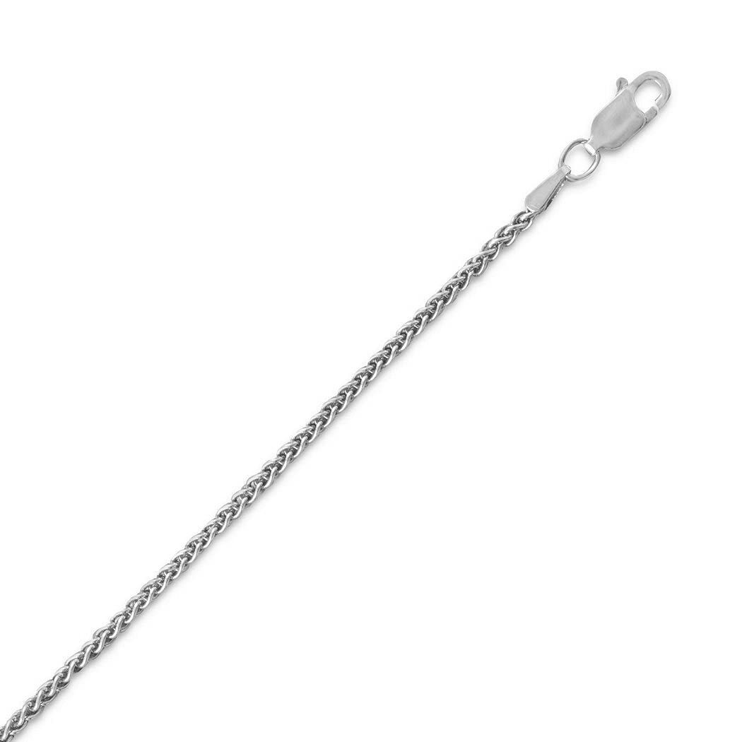 925 Sterling Silver Oxidized French Wheat Chain Necklace - 1.8mm Dainty Lobster Clasp Closure | Elegant Jewelry Gift for Women, Girlfriend, Wife | Length Options: 16