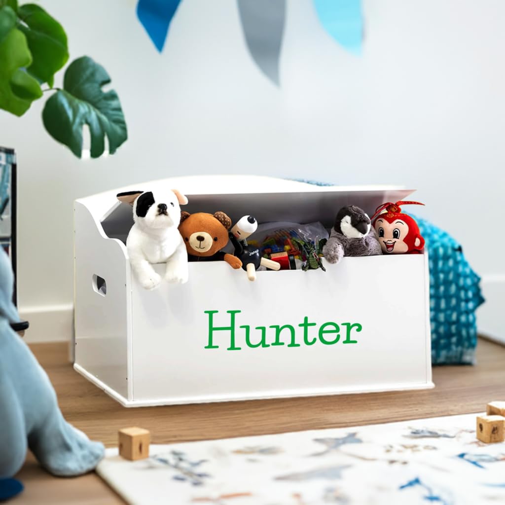 DIBSIES Personalized Creative Wonders Toy Box - Signature Series for Boys in White | Perfect for Kids' Room Organization & Storage