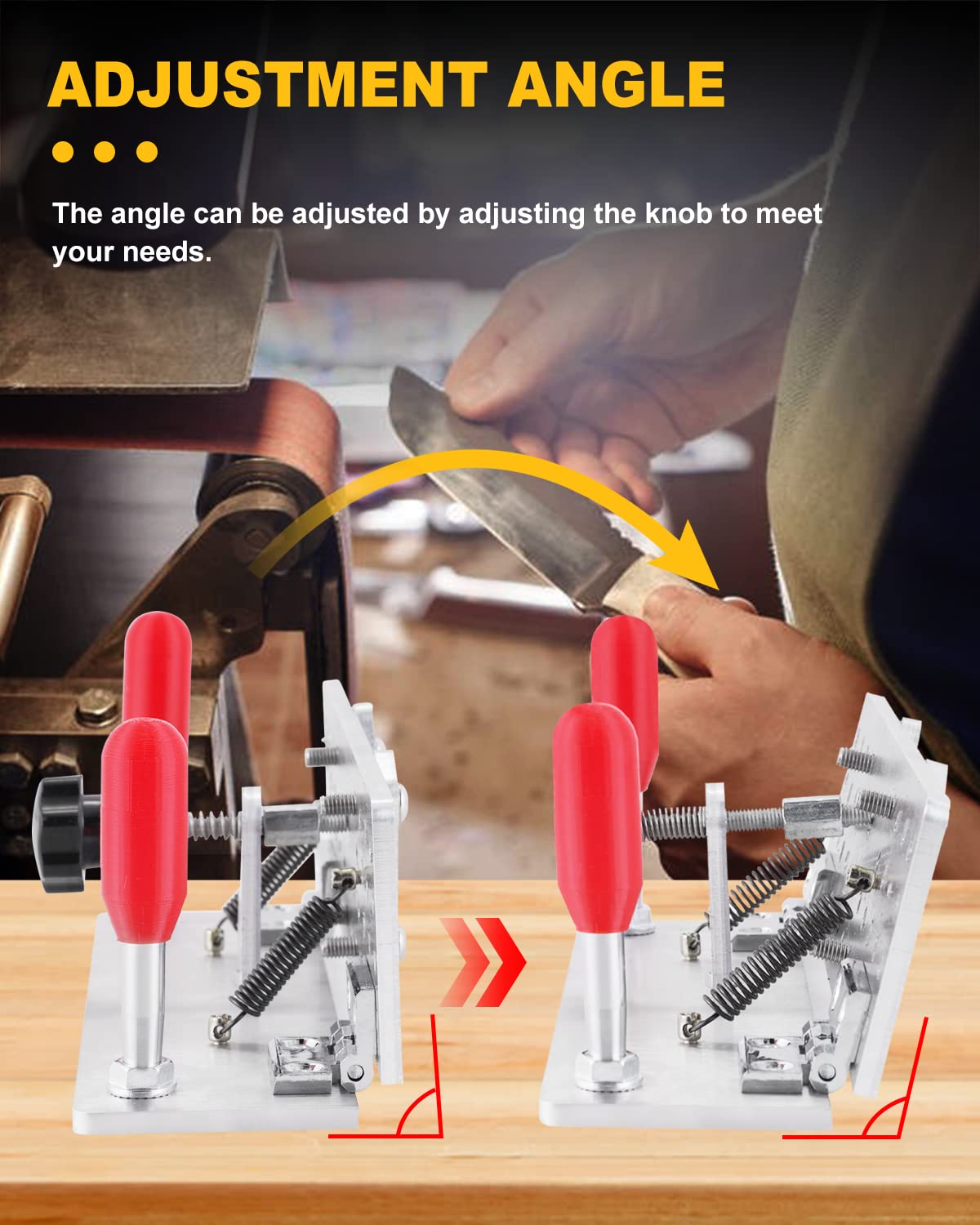 Electric Mini Belt Sander 1.2x15in - Knife Beveling Jig, Wood Metal & Leather Polishing - Professional Knife Sharpening & DIY Craft Tool for Home Workshop & Metalworking Projects