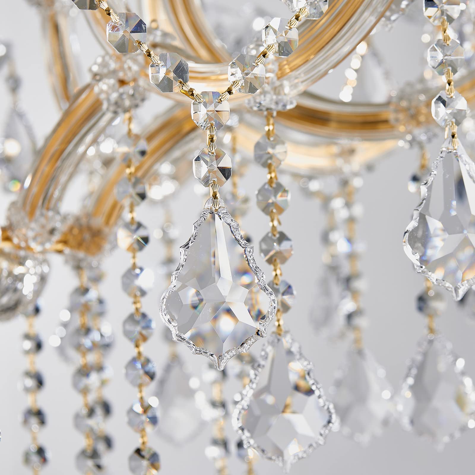 Luxury Modern Gold Crystal Chandelier Lighting - Elegant Maria Theresa Style Chandelier with 10 Lights for Dining Room, Kitchen Island, Living Room, Bedroom - Perfect for Weddings, Hotels, and Upscale Home Decor