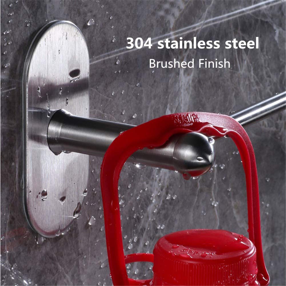 Stainless Steel Wall Mounted Towel Rack - Single Rod Bathroom Towel Bar with Brushed Finish, No Drilling Required - Perfect for Bathrooms, Kitchens, and Laundry Rooms