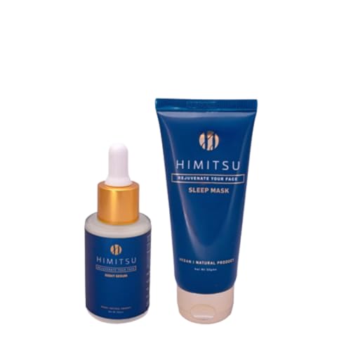 HIMITSU Luxury Dream Duo Night Serum and Sleep Mask (30g + 50g) - Anti-Aging Skincare Set for Overnight Repair, Hydration & Glow - Perfect for Nighttime Routine & Travel Skincare