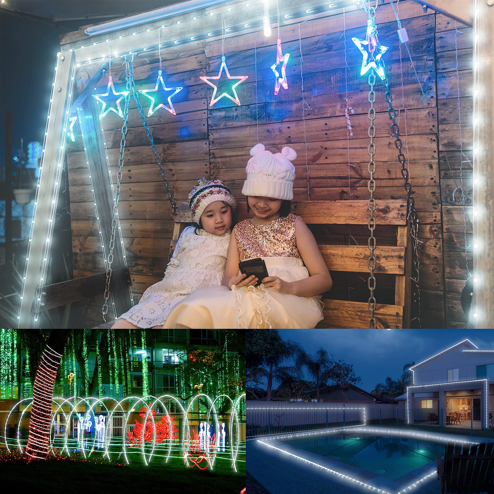 200 LED Solar Rope Lights Outdoor Waterproof - 72ft Solar String Lights with Remote Control | Cool White Solar Tube Fairy Lights for Garden, Pool, Fence, Path, Wedding & Party Decorations | Perfect for Backyard, Patio, Landscape Lighting