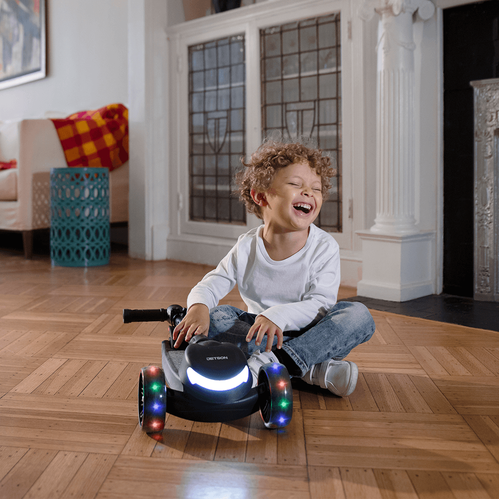 Jupiter Mini 3 Wheel LED Light Up Scooter for Kids - Lightweight Foldable Kick Scooter with Adjustable Handlebar - Perfect for Commuting, Park Rides & Neighborhood Fun