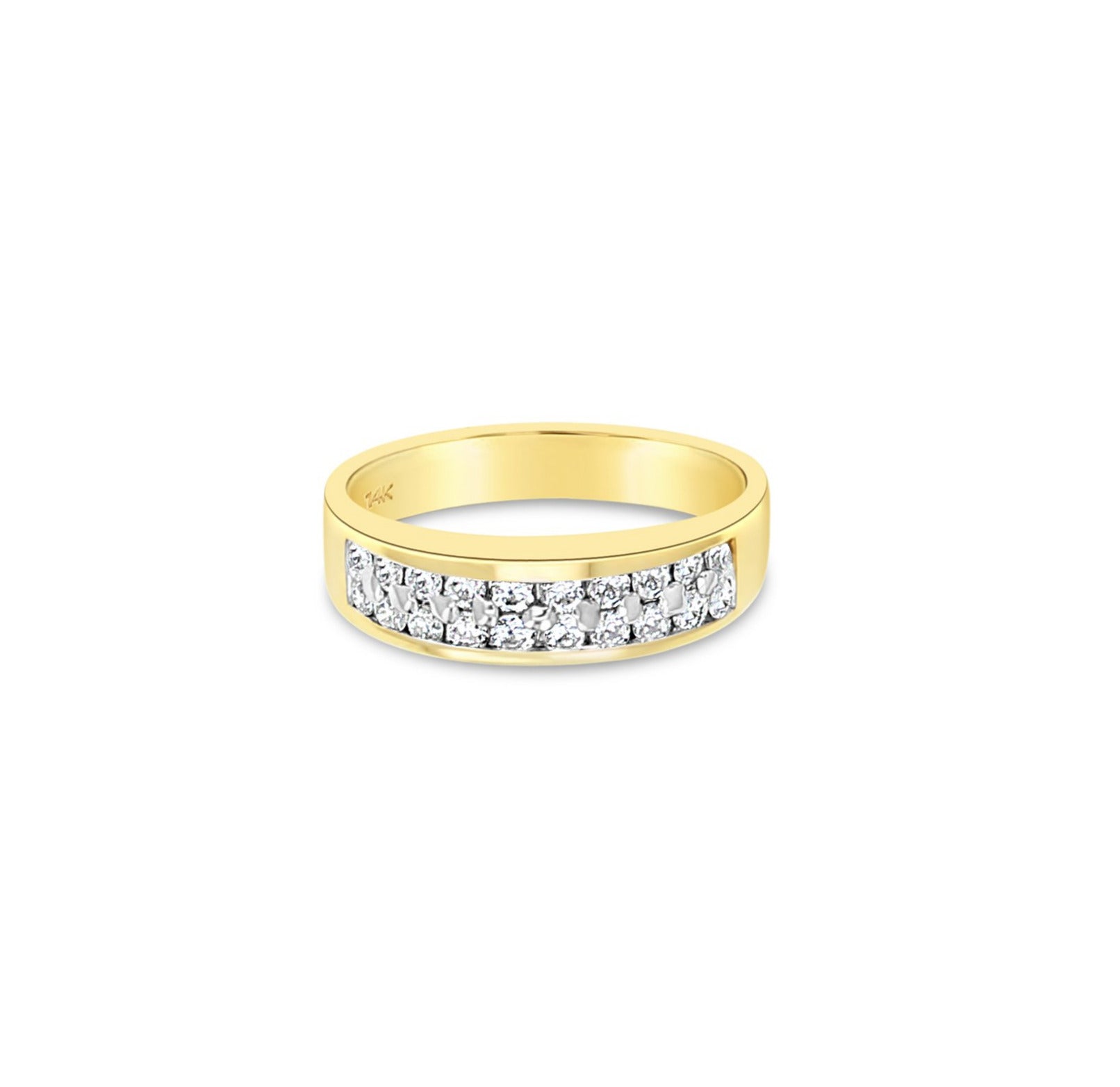 Two Row Diamond Wedding Band .52cttw 14K Yellow Gold - Elegant Stackable Ring for Women, Anniversary & Engagement Jewelry Gift