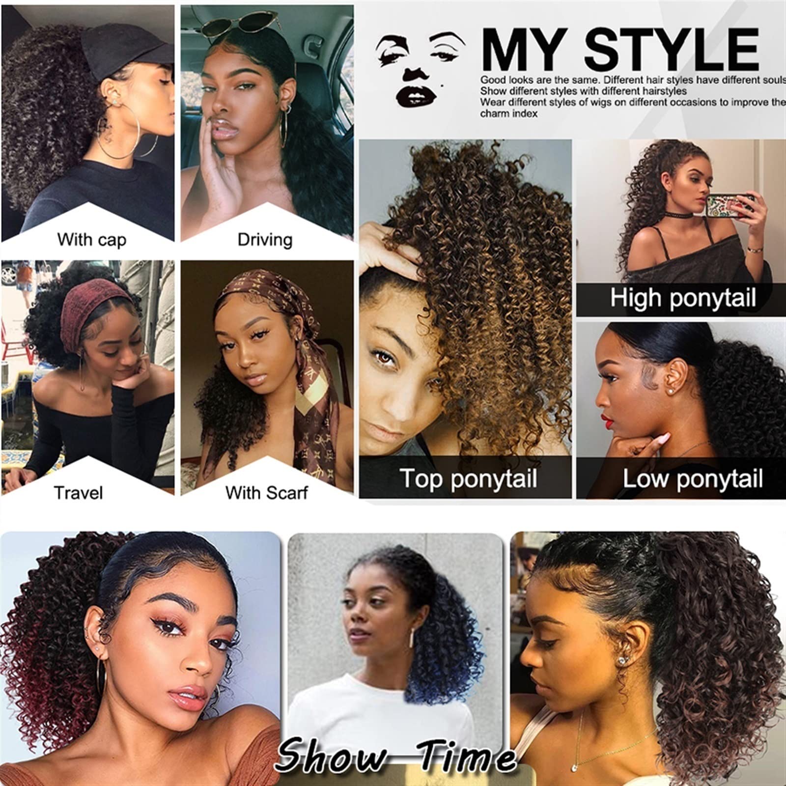 Messy Bun Headband - Curly Ponytail Clip Extensions - Synthetic Afro Kinky Curly Hair Bun - Invisible Drawstring Ponytail Hairpiece for Women (4# Color, 9 Inches) - Perfect for Daily Wear, Cosplay & Special Occasions