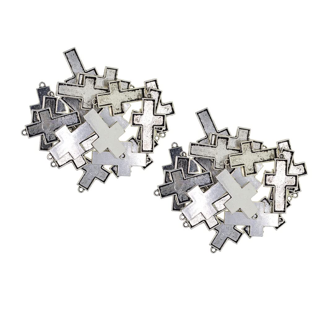 AMLESO 40Pcs Alloy Cross Pendant Trays - Jewelry Making Supplies for DIY Pendants, Cabochon Settings & Bezel Blanks - Perfect for Necklaces, Bracelets & Craft Projects