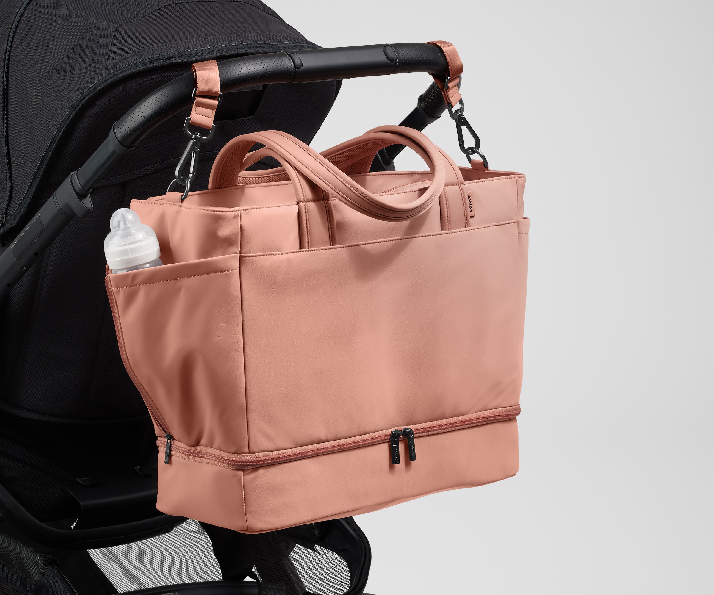 Clay Pink Double Diaper Tote Bag - Large Waterproof Baby Essentials Organizer for Moms | Perfect for Daycare, Travel & On-the-Go Parenting