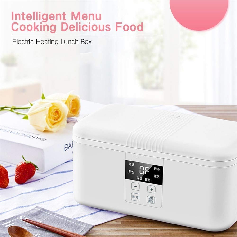 Electric Double Tiered Food Steamer - Portable Lunch Box Heater with Removable Ceramic Container | Mini Rice Cooker for Office, Travel & Home | BPA-Free Food Grade Material