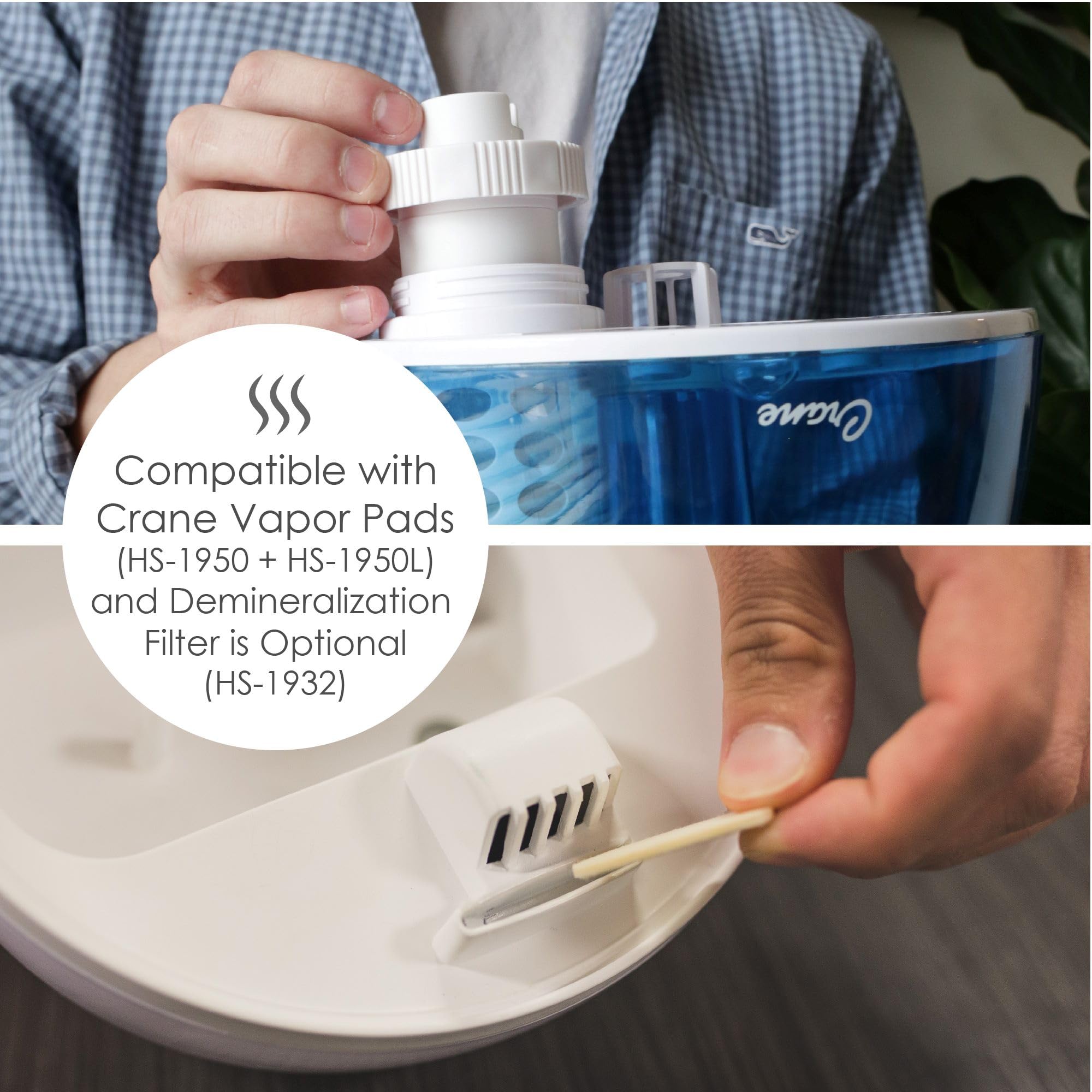 Crane Droplet Ultrasonic Cool Mist Humidifier - 0.5 Gallon Quiet Air Humidifier for Bedroom, Office & Nursery - Blue & White Design - Perfect for Dry Air Relief, Better Sleep & Allergy Relief