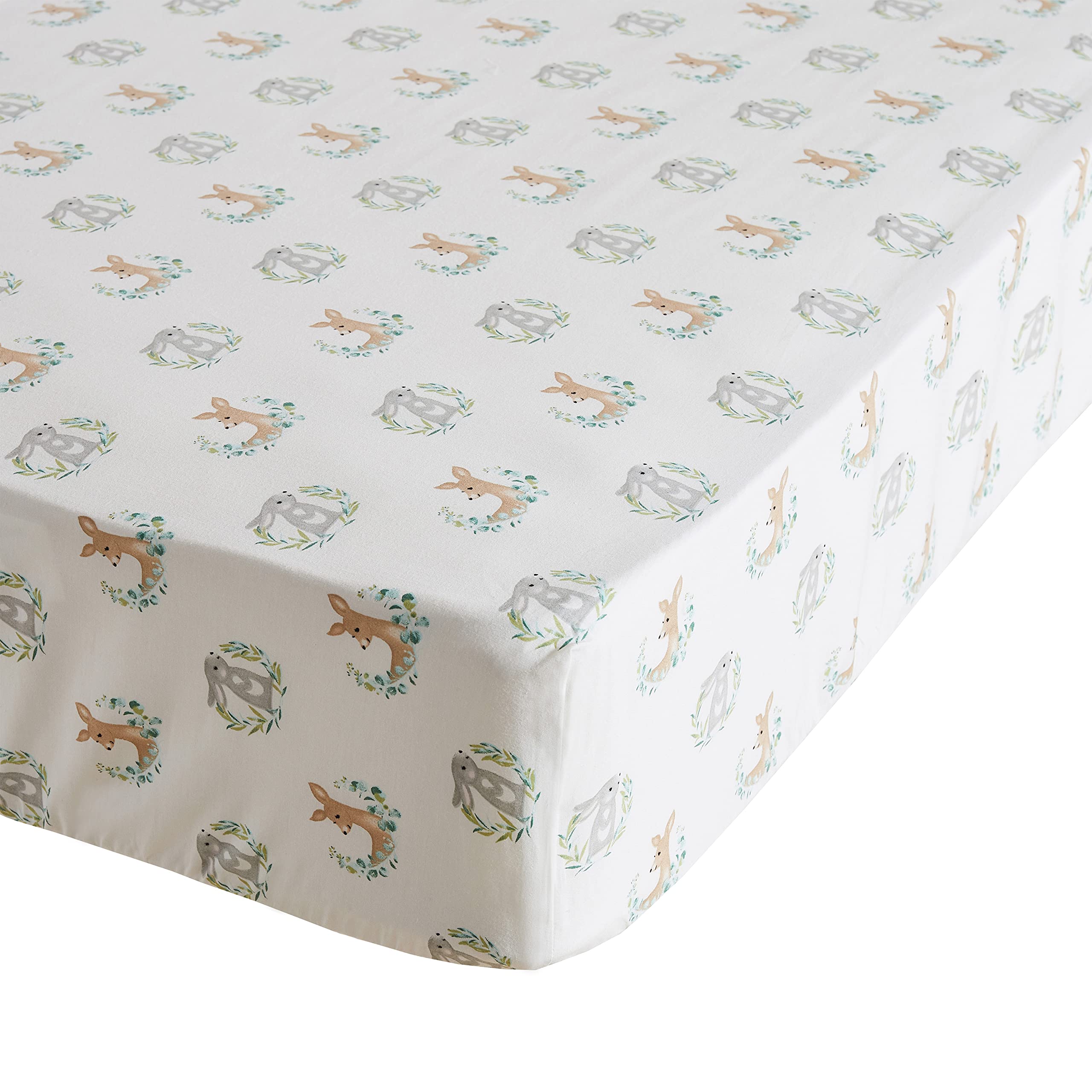 Levtex Baby Woodland Pals 5-Piece Crib Bedding Set - Soft Cream Taupe Brown Green Nursery Collection with Quilt, Fitted Sheet, Wall Decal, Dust Ruffle & Storage Basket - Perfect for Cozy Nursery Decor and Baby Shower Gifts