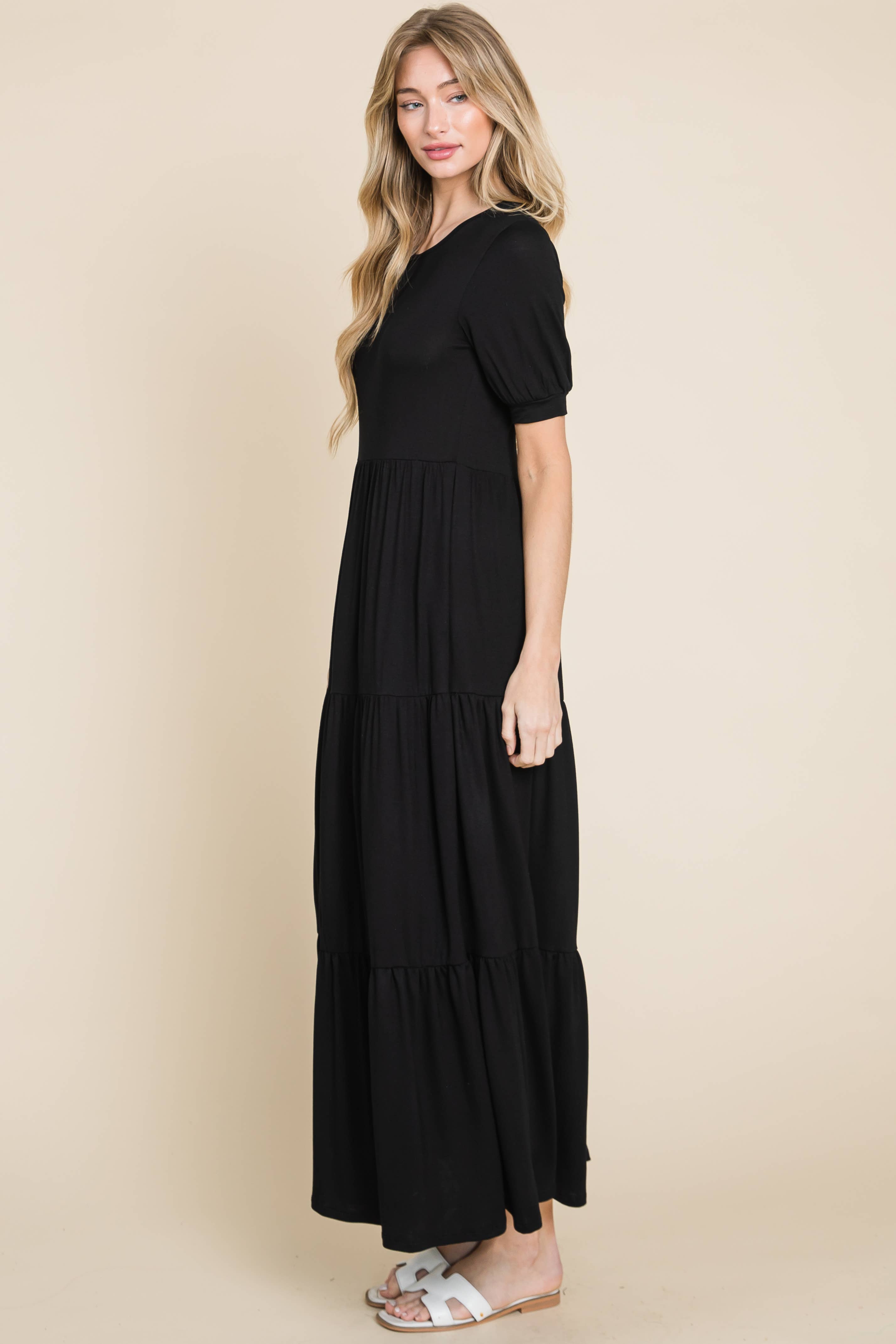 Flowy Everyday Tiered Maxi Dress for Women - Summer Boho Beach Dress with Pockets | Perfect for Vacations, Weddings & Casual Outings