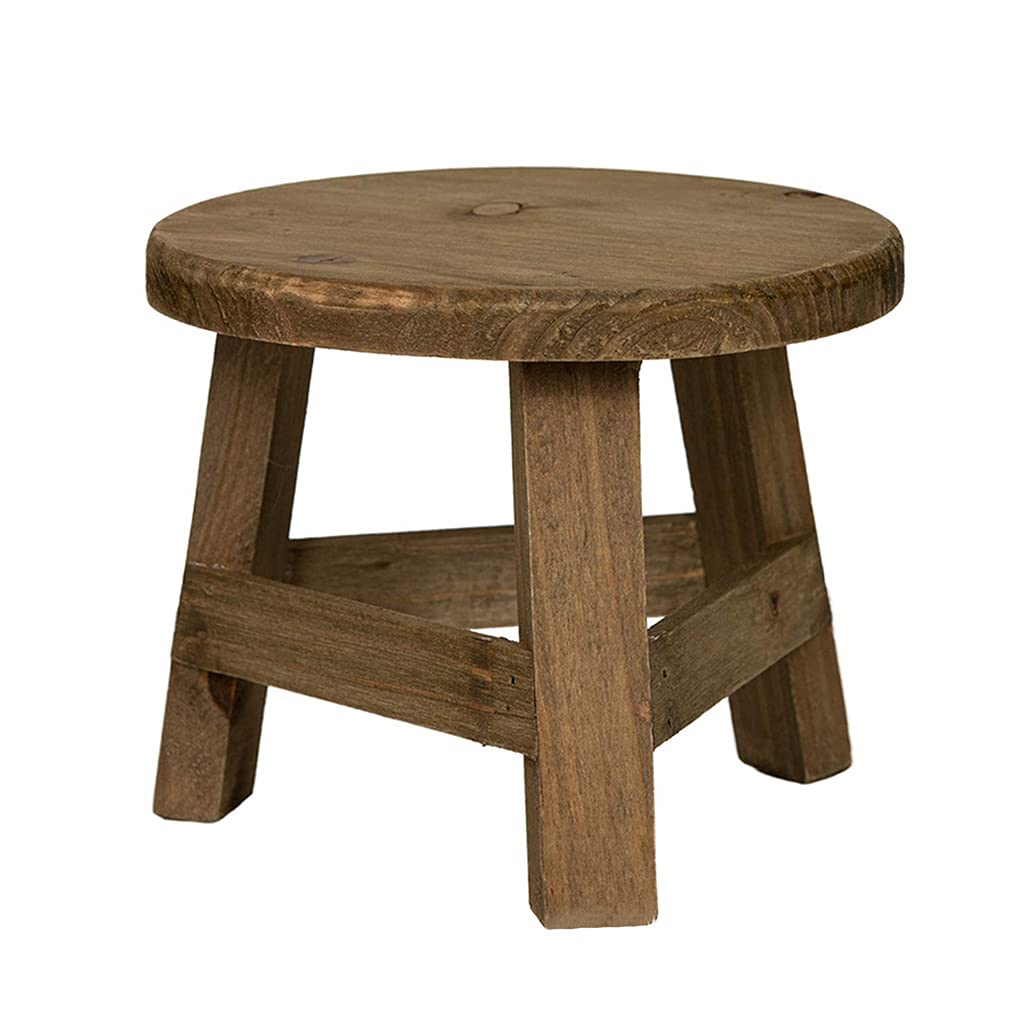 XISAOK Mini Wooden Stool - Round Display Stand for Plants, Flowers & Bonsai | Garden Pot Riser Holder | Home Decor Shelf for Living Room, Bedroom & Balcony