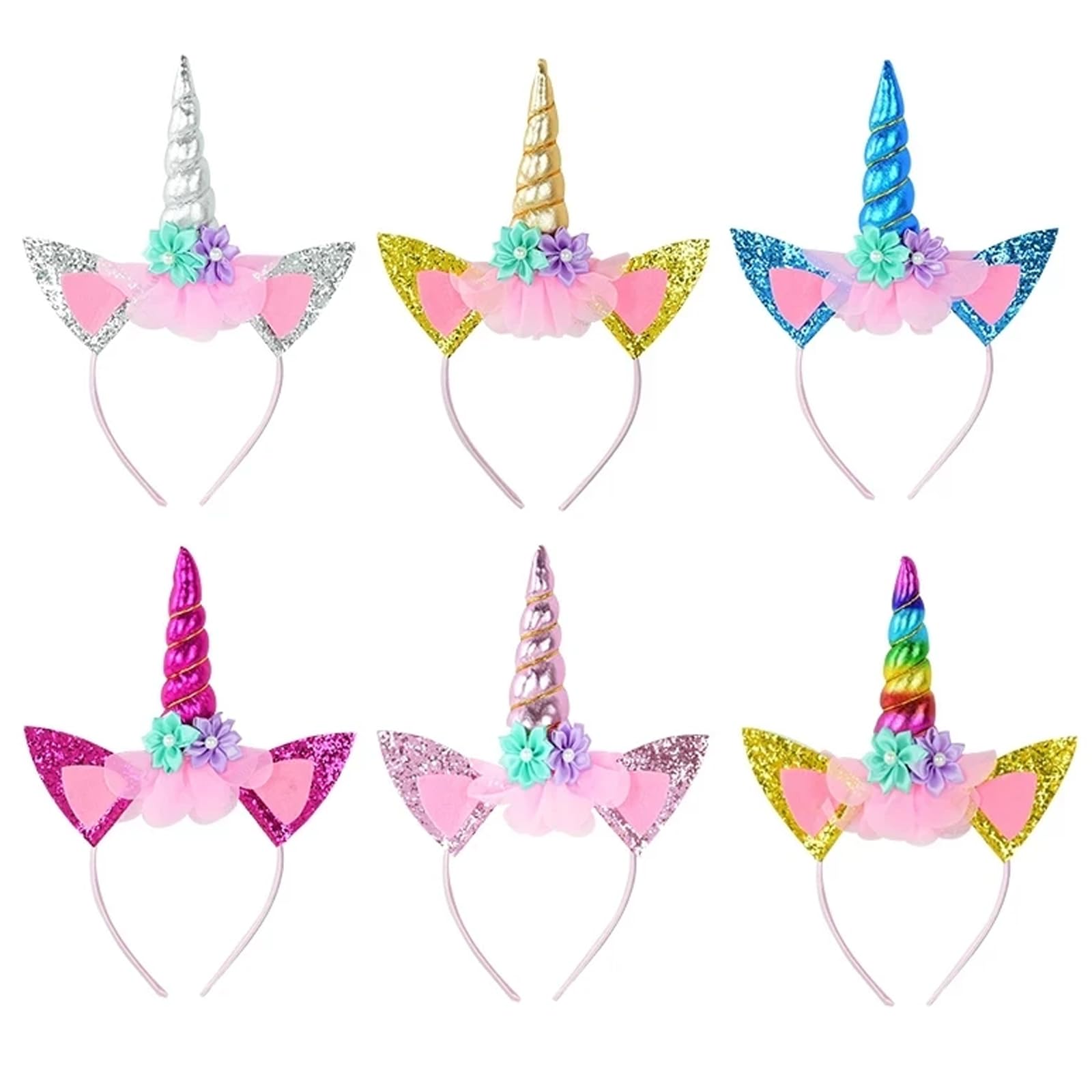Sparkly Unicorn Horn Headband for Women & Girls - Glitter Hairband for Birthday Party, Halloween Costume, Cosplay, Festival & Fairy Tale Theme Events - Cute Hair Accessory for Dress Up & Photo Props