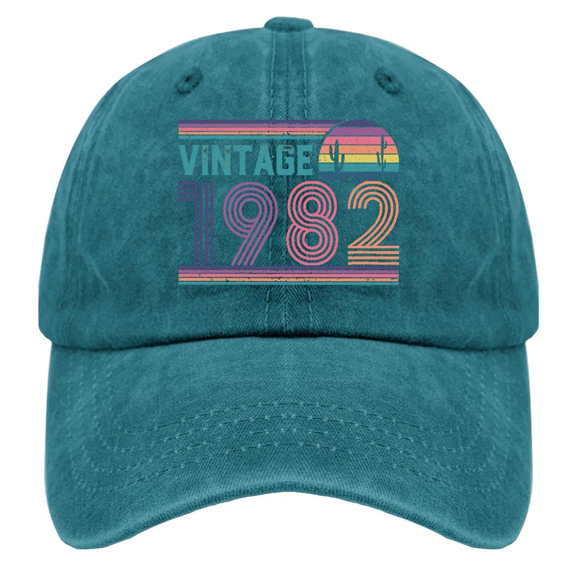 Vintage 1982 Birthday Gifts for Dad - Retro 90s Washed Cotton Adjustable Baseball Cap for Men | Perfect Father's Day, Birthday & Casual Wear Gift