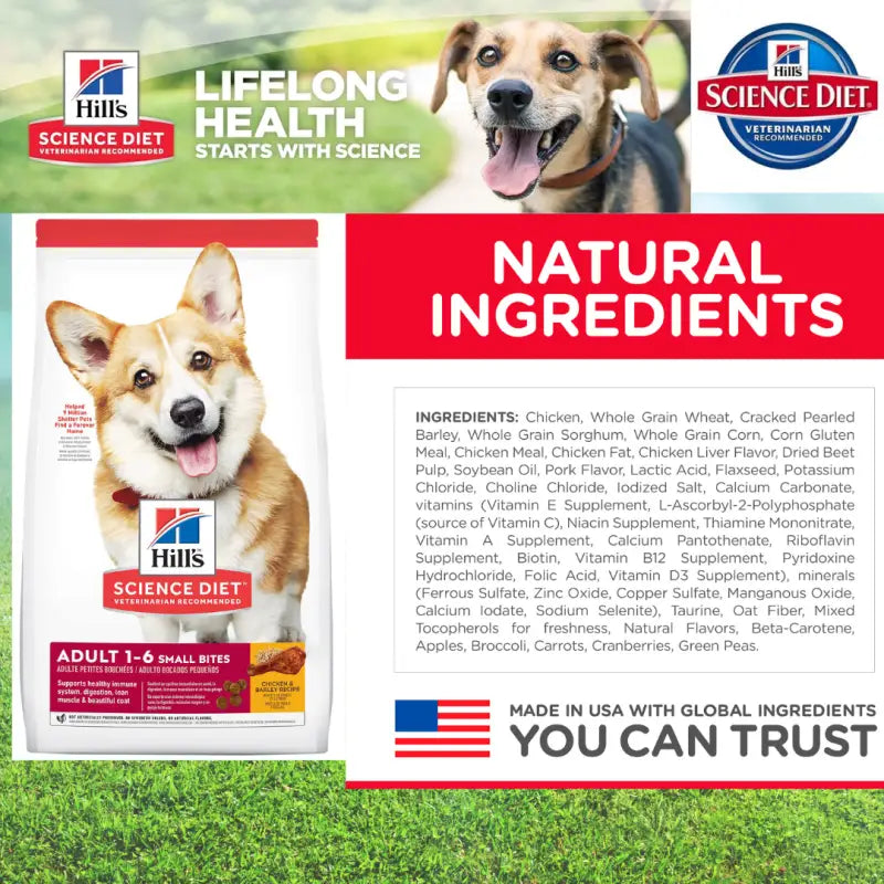 Science Diet Adult Small Bites Chicken & Barley Recipe Dry Dog Food - Premium Nutrition for Small Breed Dogs (5lb & 15lb) - Perfect for Indoor Pets & Active Lifestyles