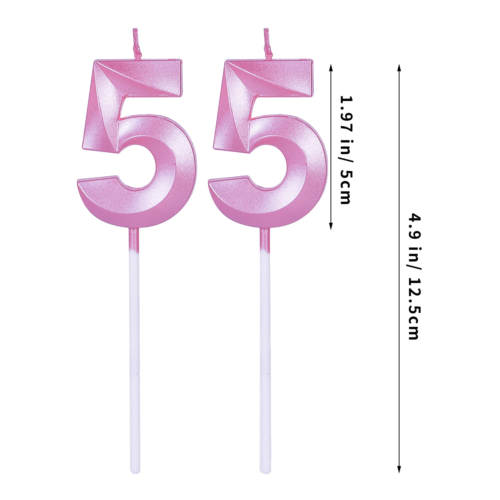 55th Birthday Candles for Cakes - Pink Glitter Number 55 Cake Topper | Anniversary, Wedding & Party Decorations | Perfect for Milestone Celebrations, Retirement Parties & Special Occasions