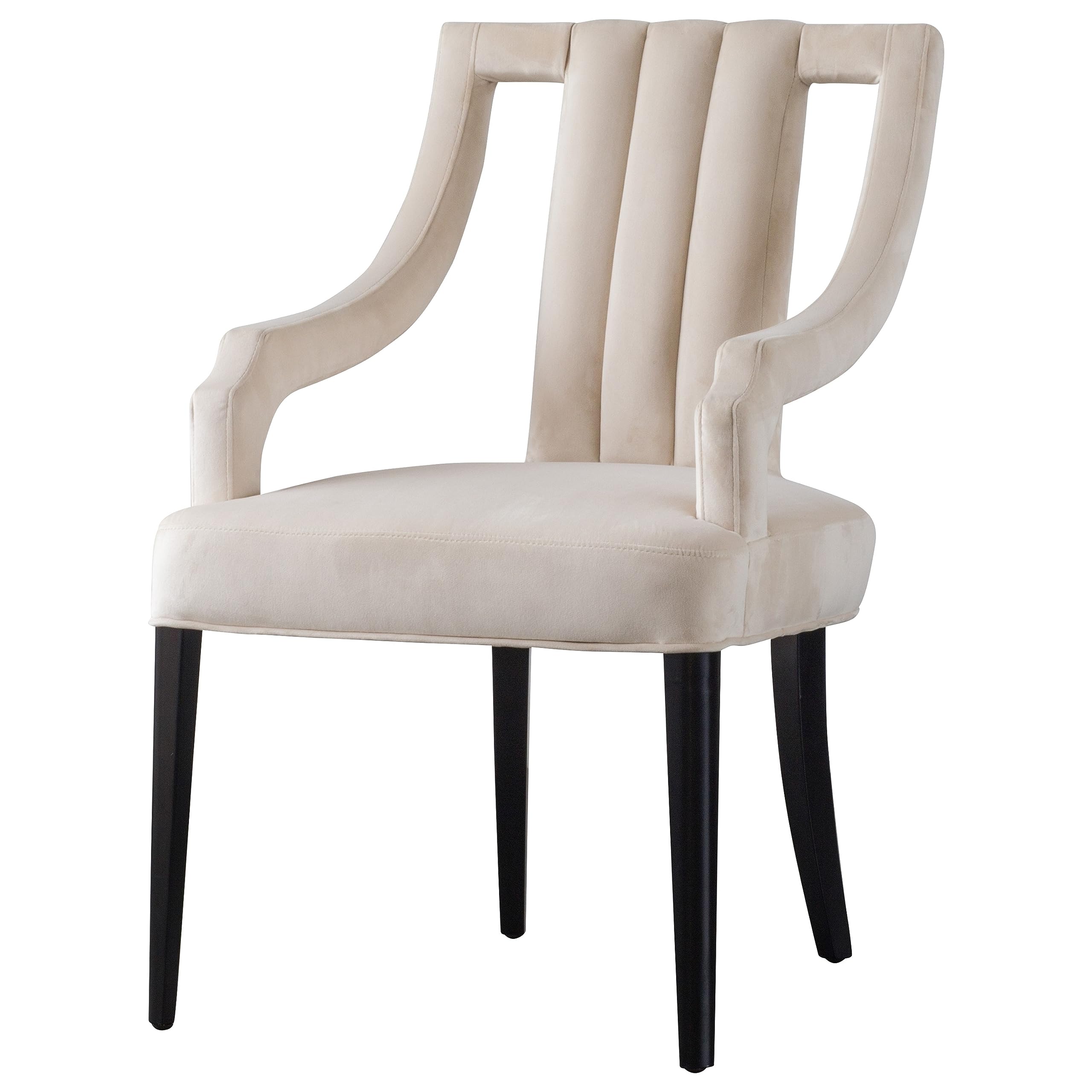 Pacific Direct Viola Velvet Fabric Klismos Dining Chairs in Dulce Sand - Luxurious Upholstered Accent Chairs for Dining Room, Living Room & Home Decor