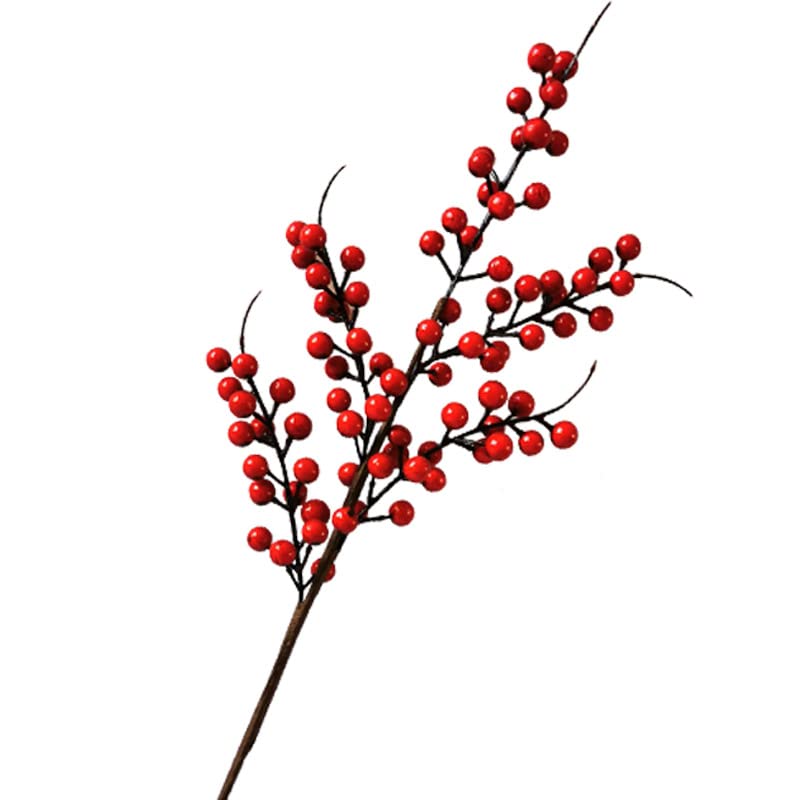Holly Fruit Red Berry Artificial Decor - Realistic Fake Holly Berries for Christmas Wreaths, Centerpieces, Floral Arrangements, and Holiday Home Decoration (Red)