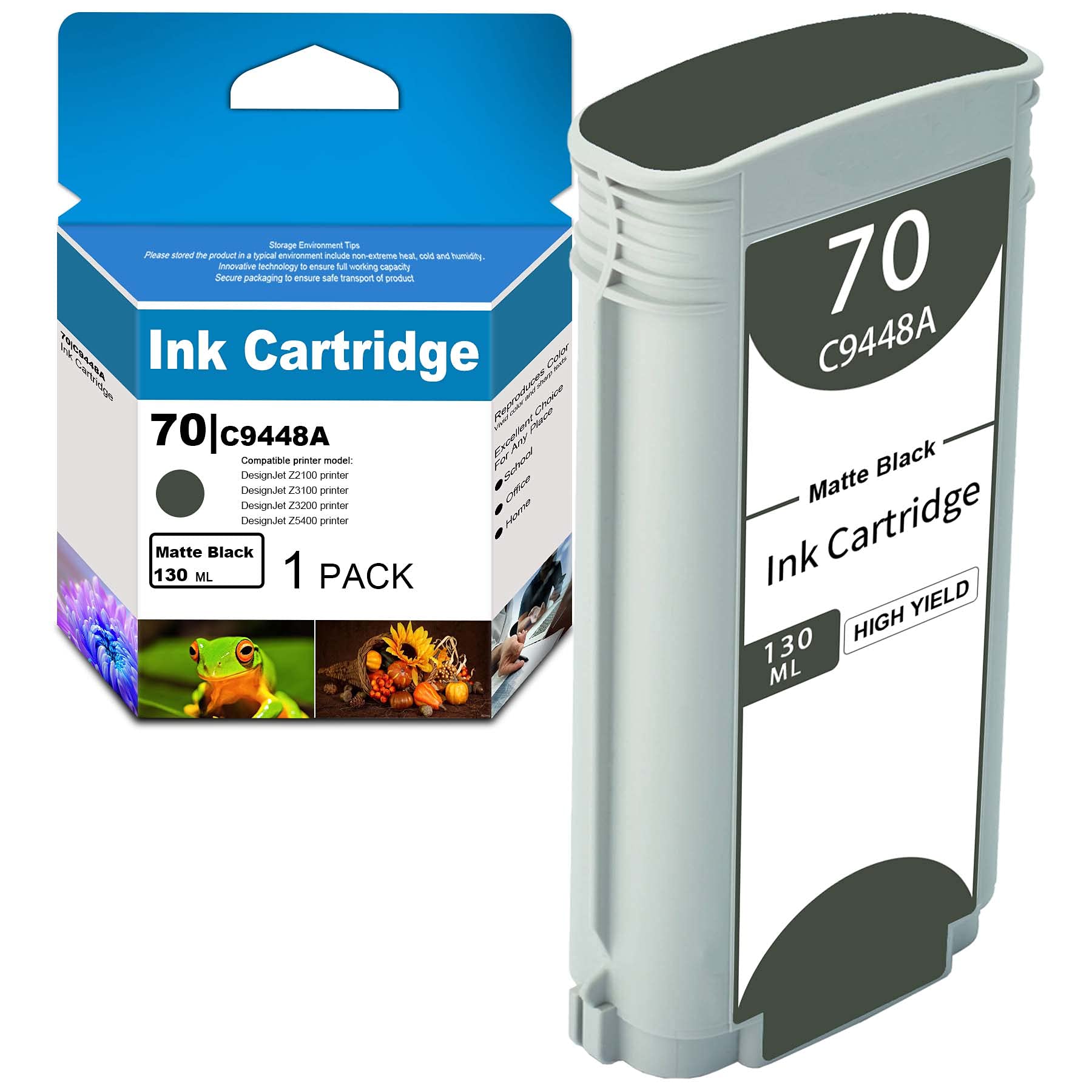 1 Pack Remanufactured Matte Black Ink Cartridge C9448A - Compatible with HP DesignJet Z2100 Z3100 Z3200 Z5400 Printers | High-Quality Replacement | Perfect for Large Format Printing, CAD Drawings & Photo Prints