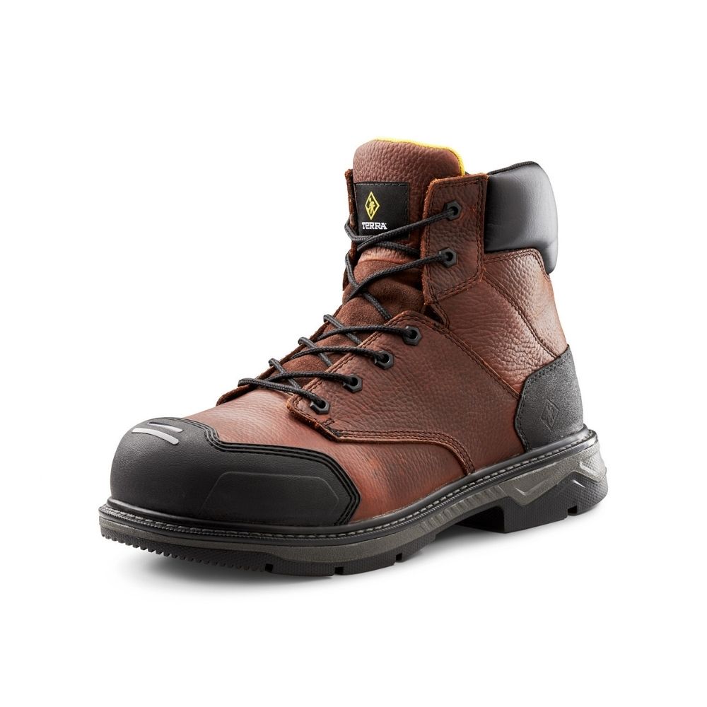 Terra Patton TR0A4NS6BRN Unisex Steel Toe Work Boots - CSA Certified Safety Shoes for Construction & Industrial Work (Brown)