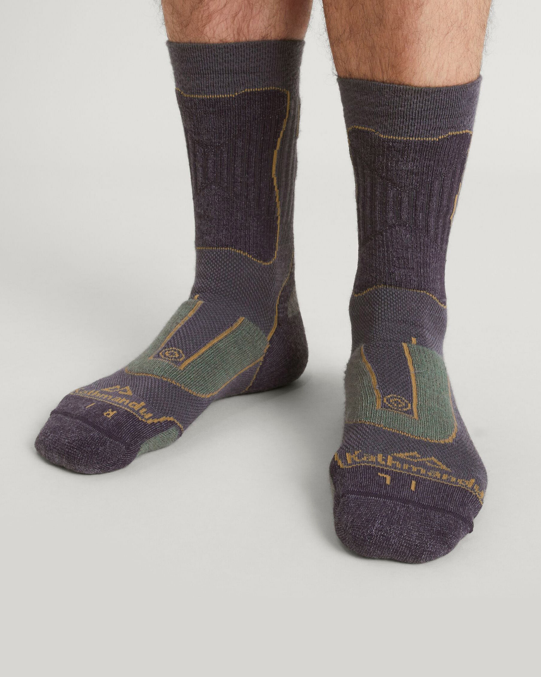 NuYarn Ergonomic Hiking Socks for Men & Women - Breathable, Cushioned, Moisture-Wicking (Dusk/Thyme/Golden Oak) - Perfect for Trail Running, Backpacking & Outdoor Adventures