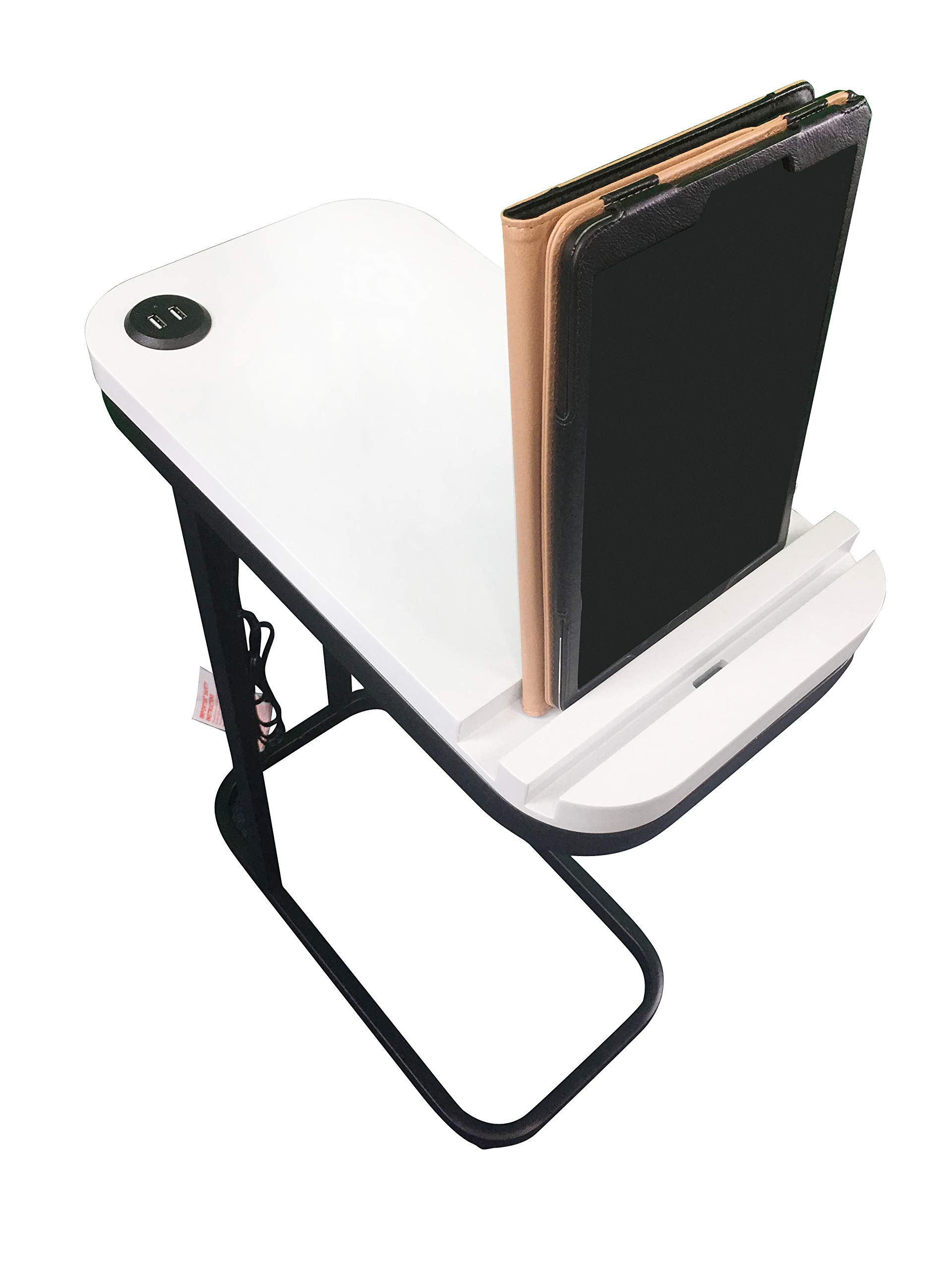 SeeTable - Multi-Purpose Side Table with Device Stand | 2 UL Certified USB Charging Ports & Cord Management | 18