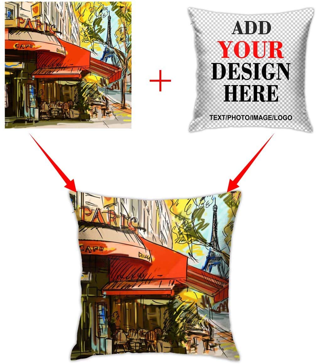 Custom Personalized Photo Pillow Cover 18x18 Inch - Add Your Own Picture & Text - Decorative Cushion Case for Sofa, Couch, Bed - Perfect for Home Decor, Gifts & Special Occasions