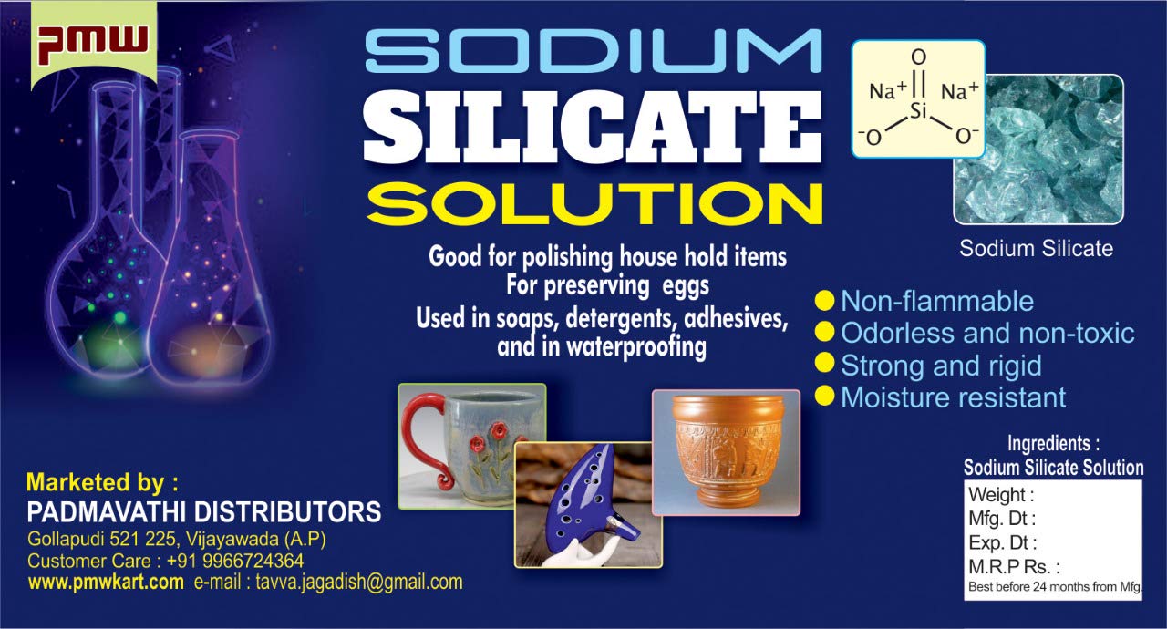 Pmw Sodium Silicate Solution - Liquid Water Glass (500ml) for DIY Crafts, Concrete Sealing & Metal Casting