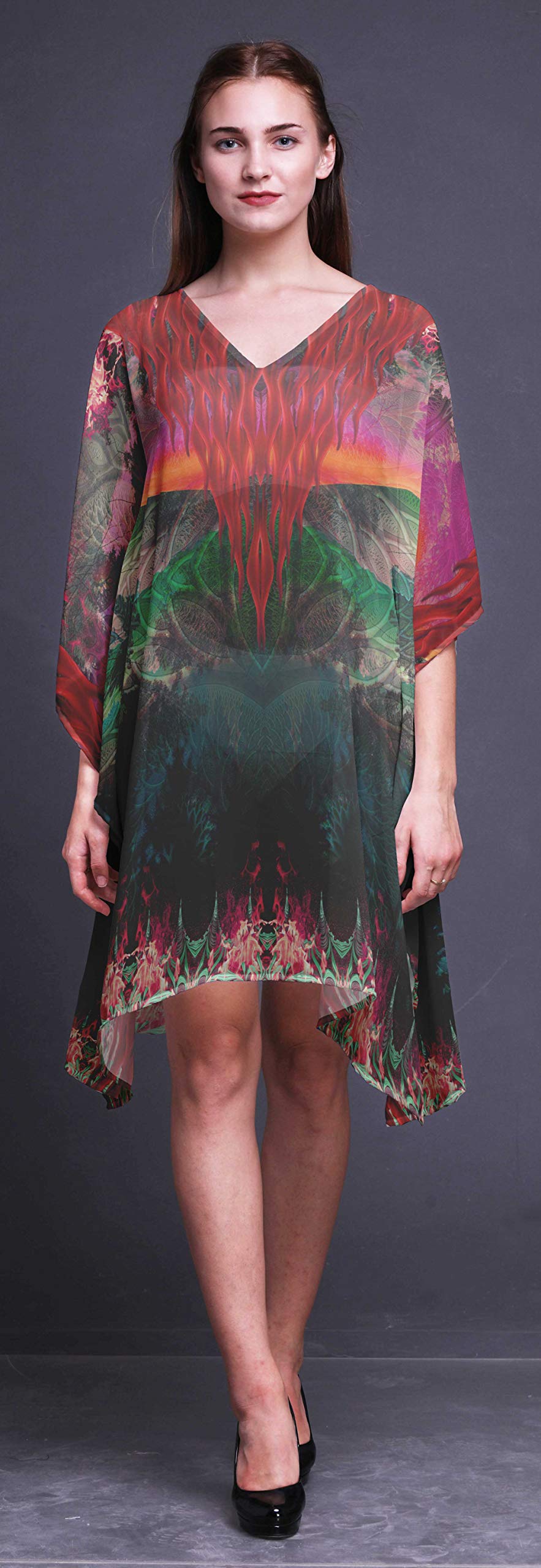 Women's Beach Kaftan Cover Up - Flowy Midi Dress & Bikini Short Caftan for Summer Vacation, Pool Party, and Resort Wear