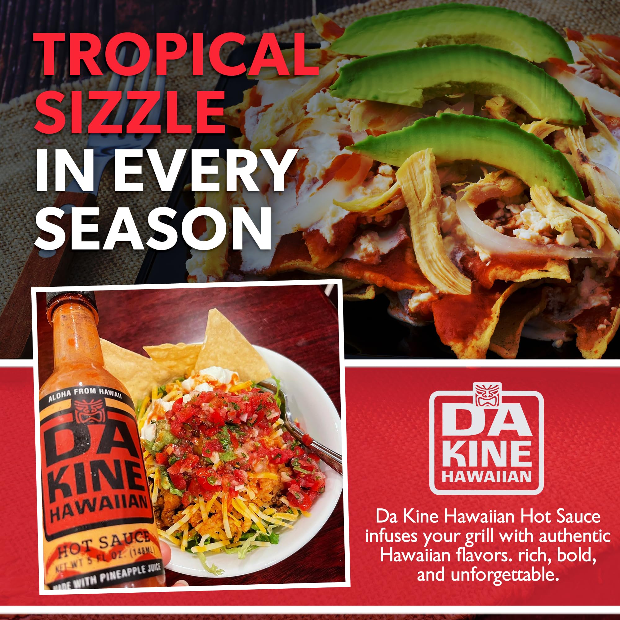 Da Kine Hawaiian Gourmet Pineapple Hot Sauce - Vegan & Gluten-Free, Small Batch Crafted, Sweet & Spicy Flavor - Perfect for Tacos, Burgers, Seafood & BBQ - 5 fl oz Hot Sauce Bottle (1-Pack)
