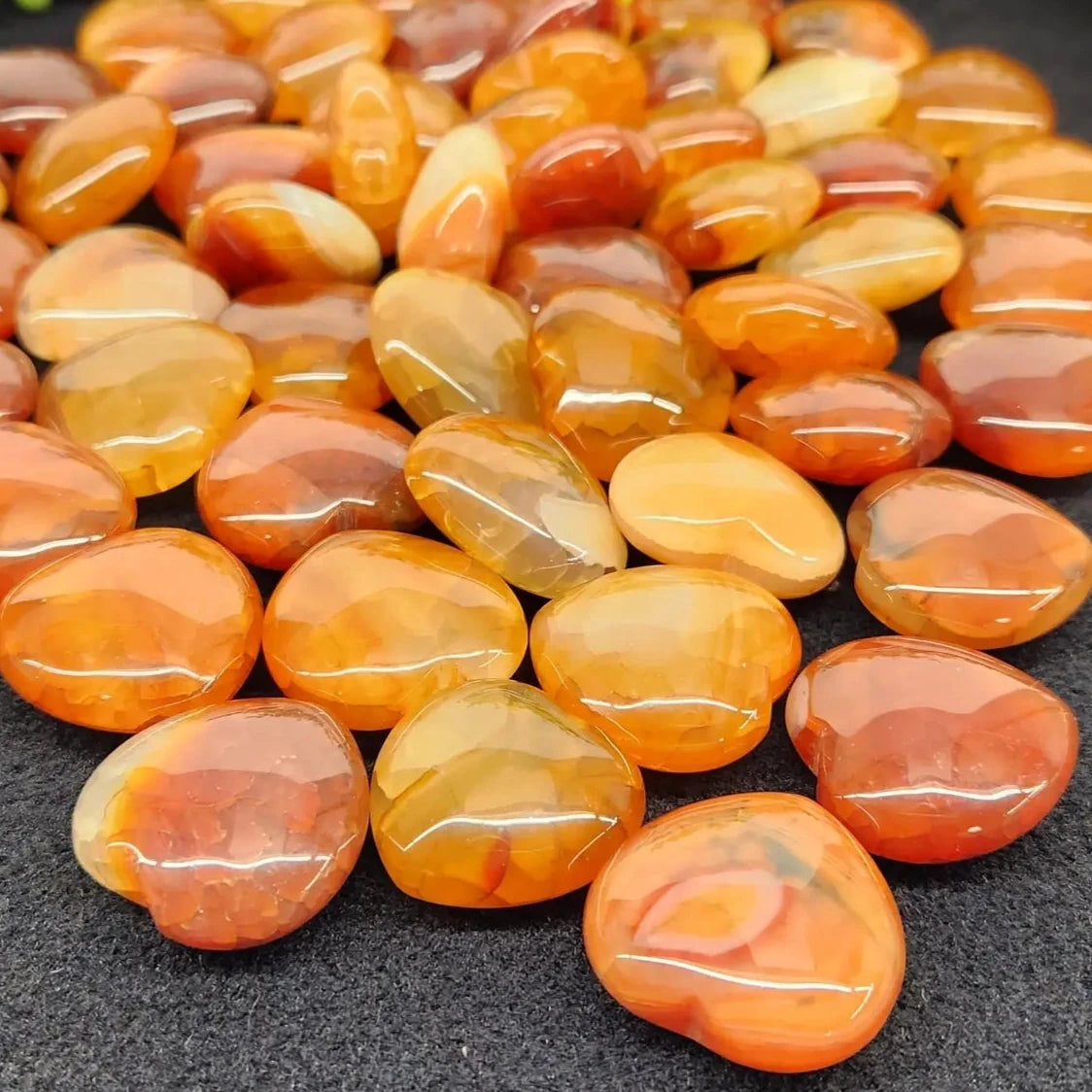 Fire Agate Heart Polished Stone - Natural Gemstone for Jewelry Making, Healing Crystals & Meditation | Perfect for Necklaces, Bracelets & Home Decor
