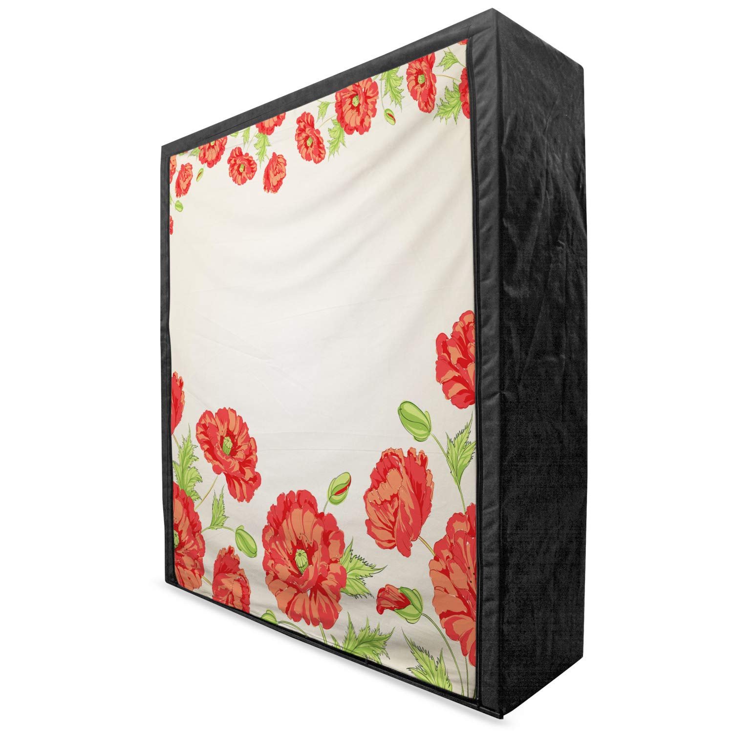 Ambesonne Floral Portable Fabric Wardrobe with Poppy Flower Pattern - 59