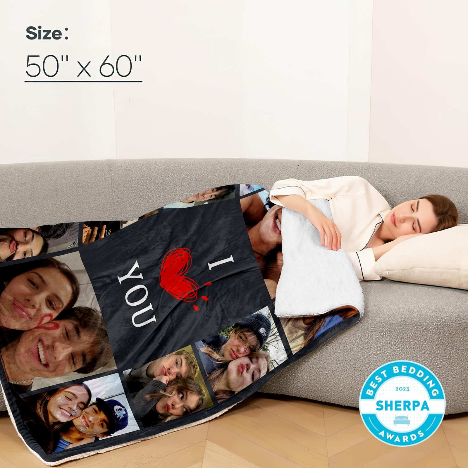 Custom Love Photo Blanket for Couples - Warm Fleece Anniversary Gift for Wife, Husband, Girlfriend, Boyfriend - Perfect for Cuddling & Gifting