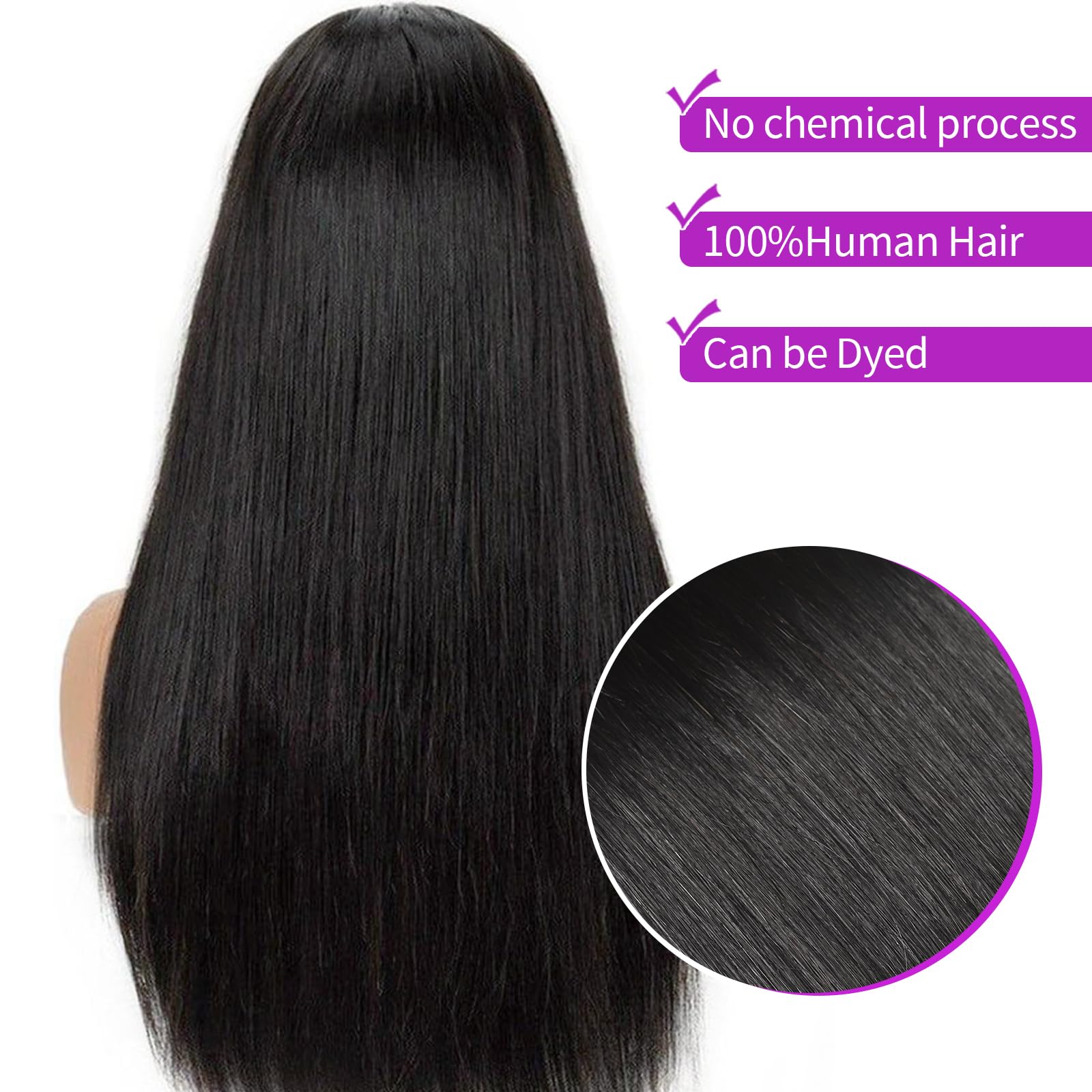 30 Inch Lace Front Wigs Human Hair - 13x4 Straight Pre Plucked Glueless HD Transparent Lace Wig with 180% Density for Black Women | Natural Color | Perfect for Daily Wear, Parties & Special Occasions