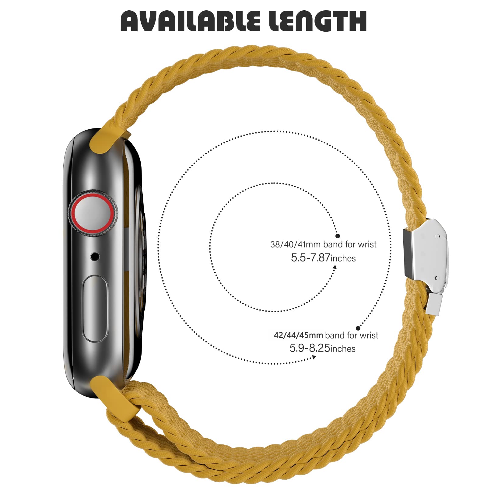 Braided Nylon Apple Watch Bands for Series 9/8/7/6/5/4/3/2/SE/Ultra/Ultra 2 - Adjustable, Breathable Replacement Strap (38mm/40mm/41mm/42mm/44mm/45mm/49mm) - Comfortable Elastic Wristband for Men & Women | Perfect for Workouts, Running & Everyday Wear